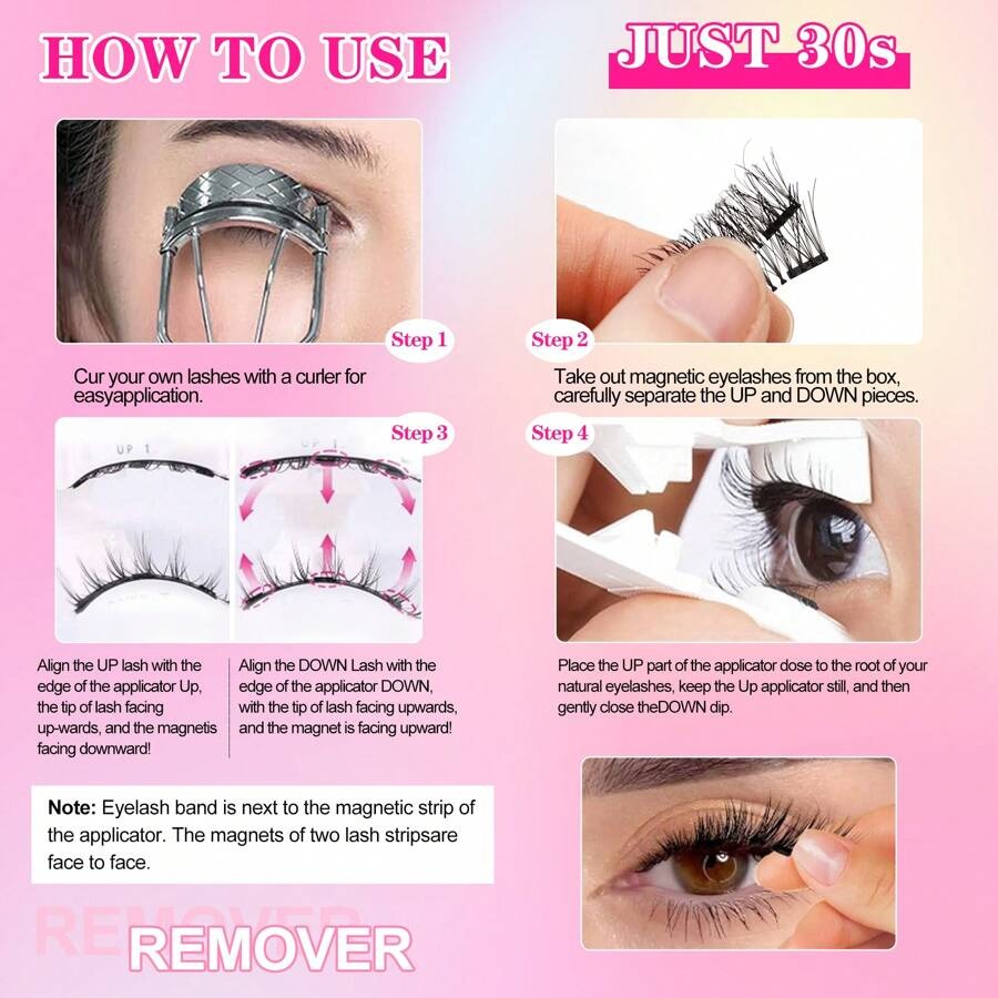 SHEIN Waloshow طقم رموش مغناطيسية طبيعية بدون غراء