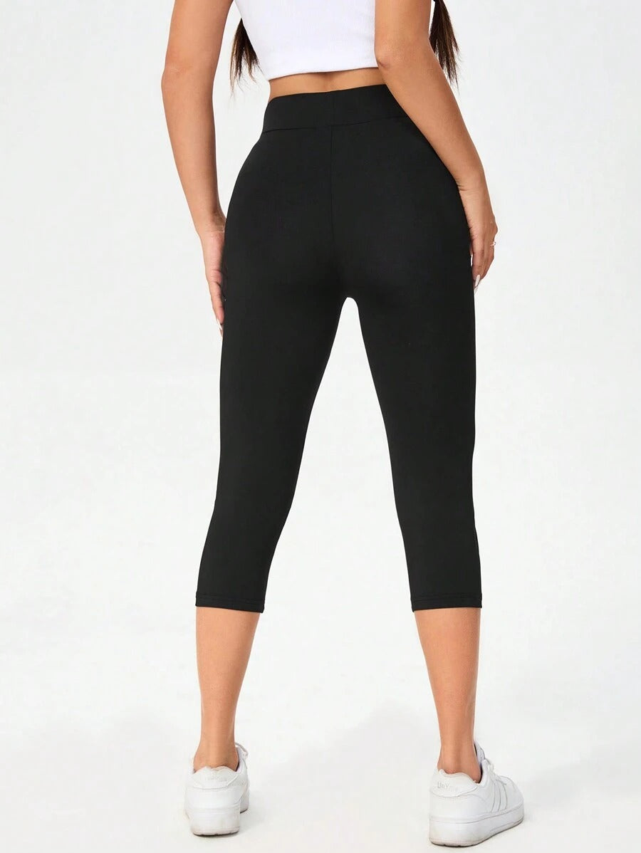 SHEIN SHEIN Essnce بنطلون رياضي ضيق بلون أسود