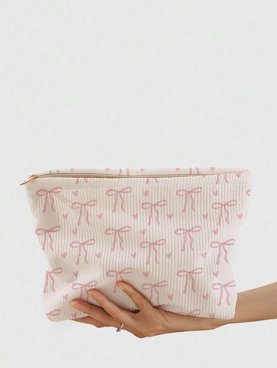 SHEIN ROMWE حقيبة مكياج  بطبعة عقدة وردية