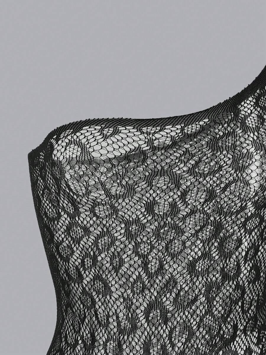 SHEIN بوديسوت داخلية سوداء لامعة بتصميم مختلف