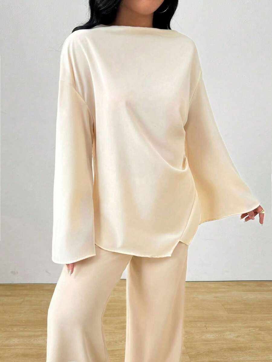 SHEIN INAWLY بلوزة ناعمة بطول مميز وقصة أنثوية