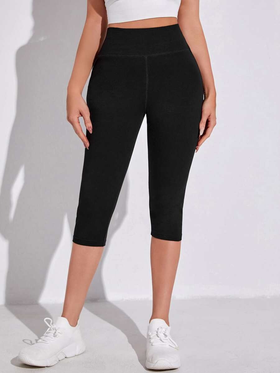 SHEIN لقينز بسيط بلون أسود ضيق بخصر عالي