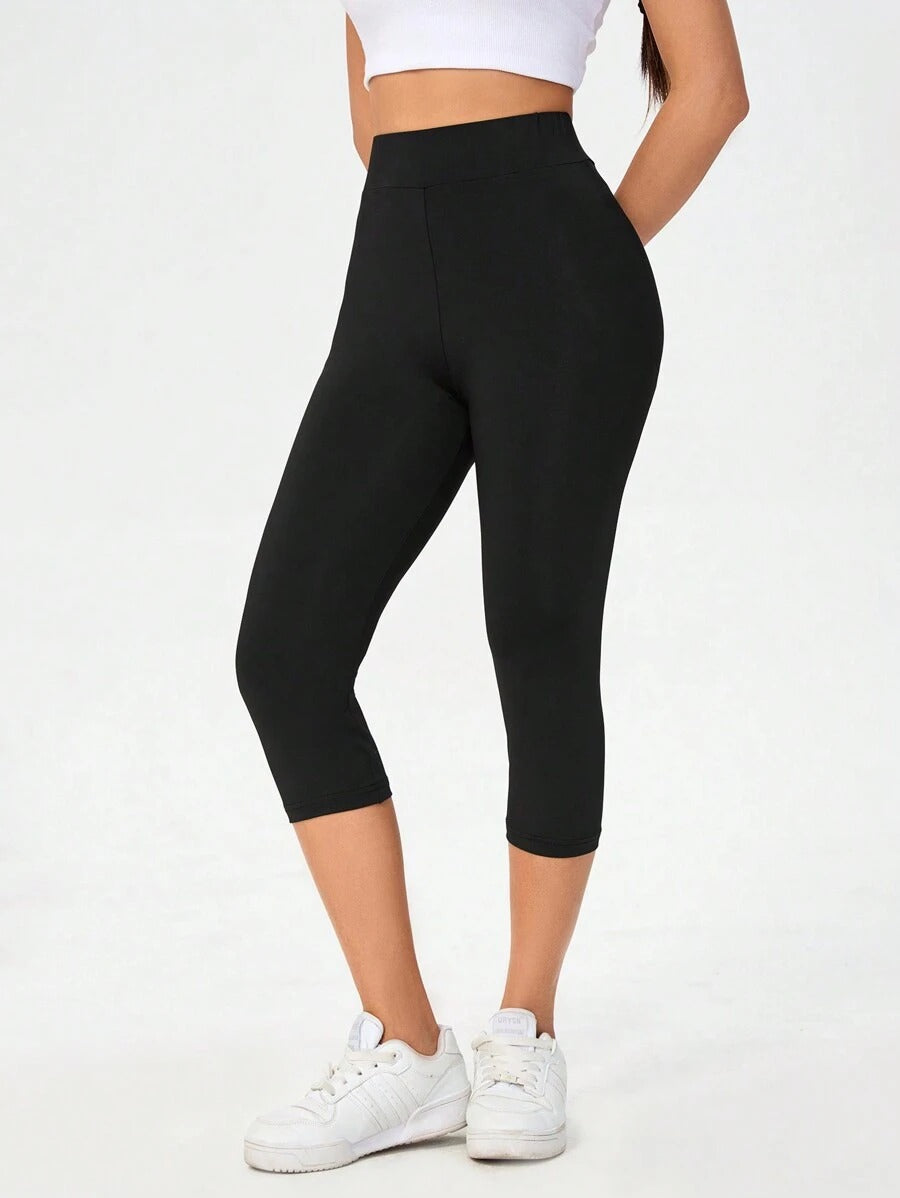 SHEIN SHEIN Essnce بنطلون رياضي ضيق بلون أسود