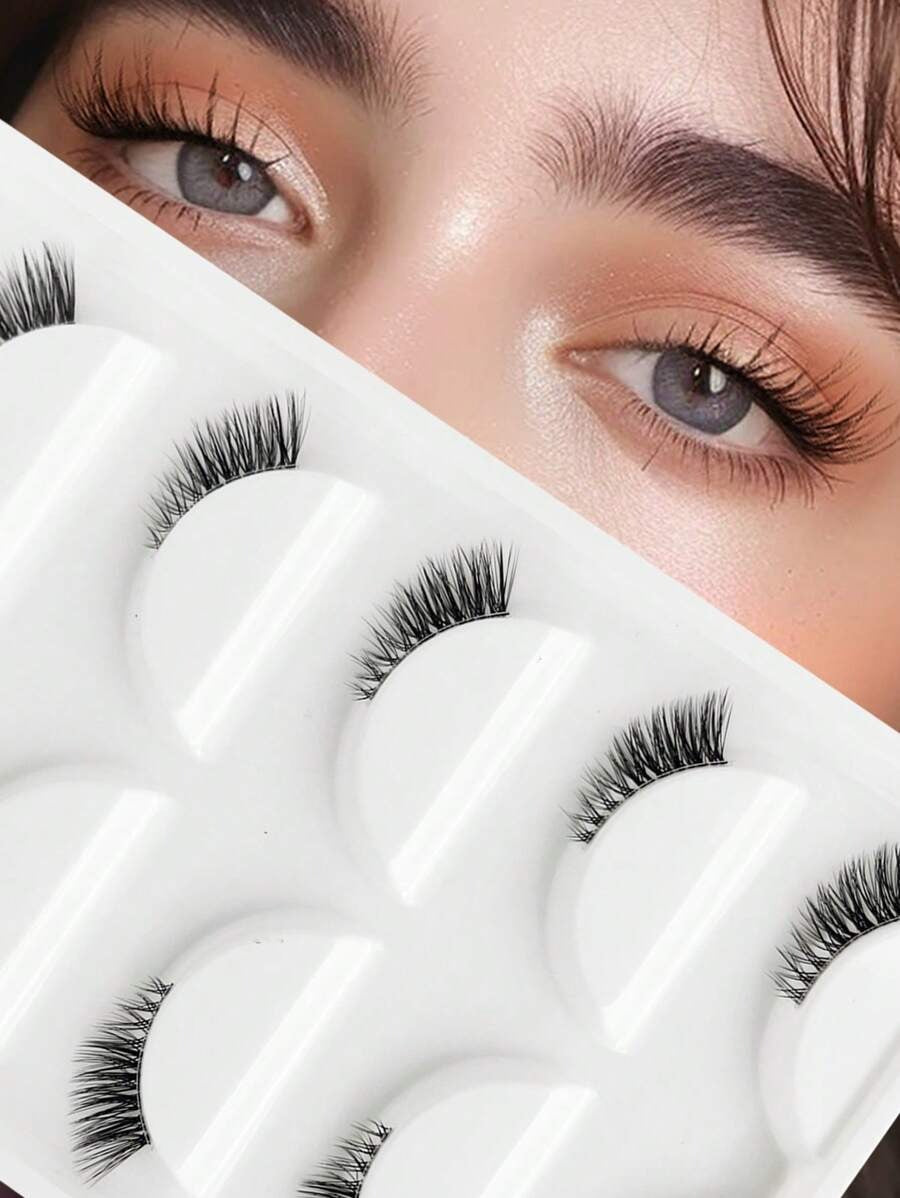 SHEIN رموش نصفية طبيعية 5 أزواج