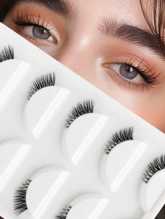 SHEIN رموش نصفية طبيعية 5 أزواج