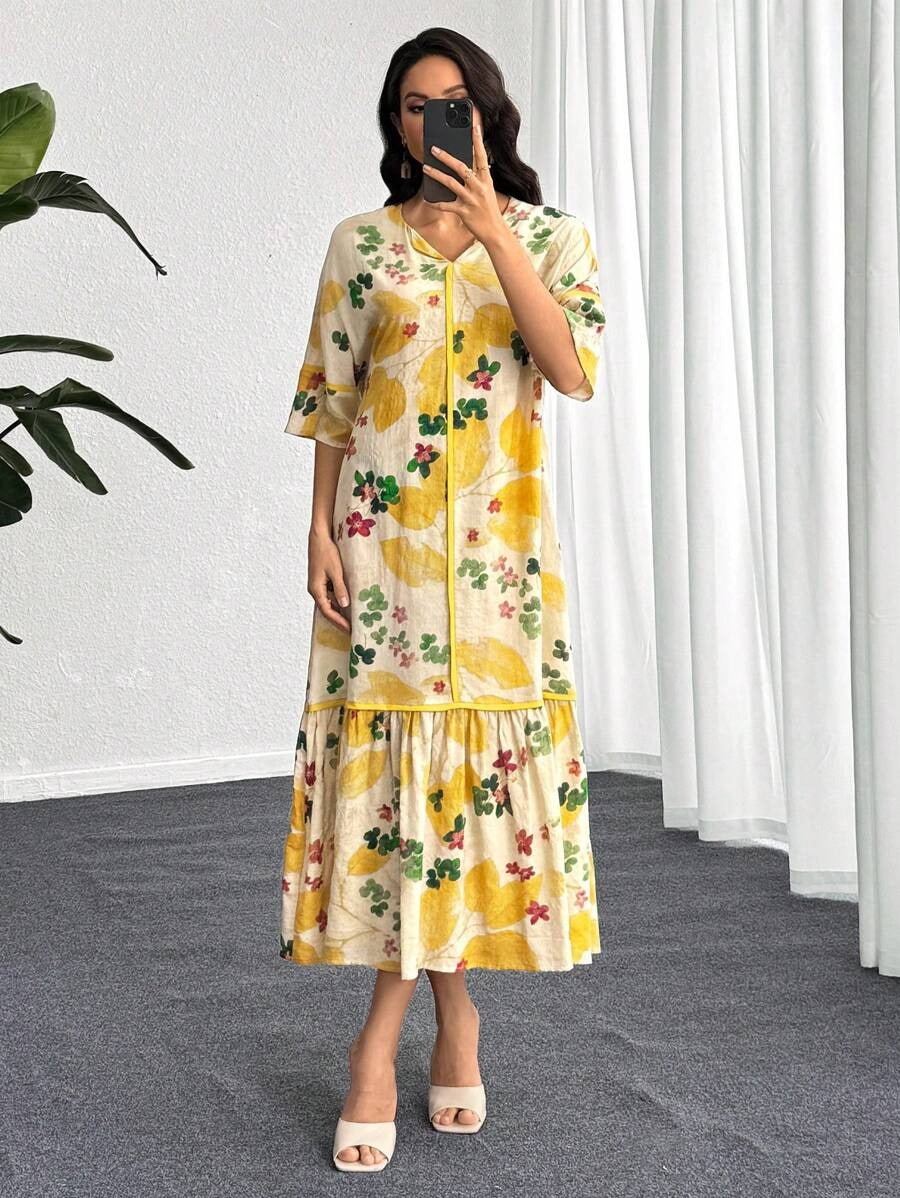 SHEIN فستان طويل وفضفاض بطراز بوهو ناعم