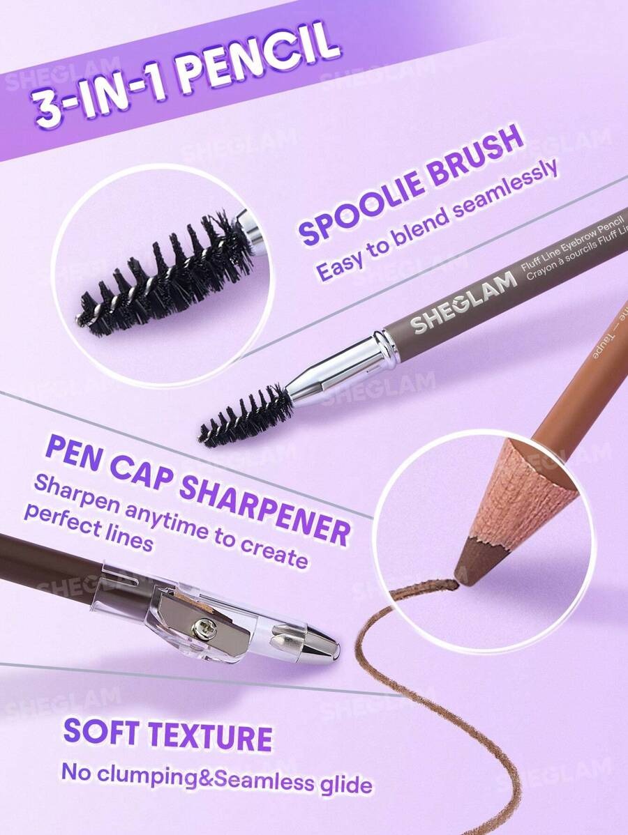 SHEGLAM Fluff Line Chocolate قلم حواجب سهل الاستخدام بتركيبة كريمية لون