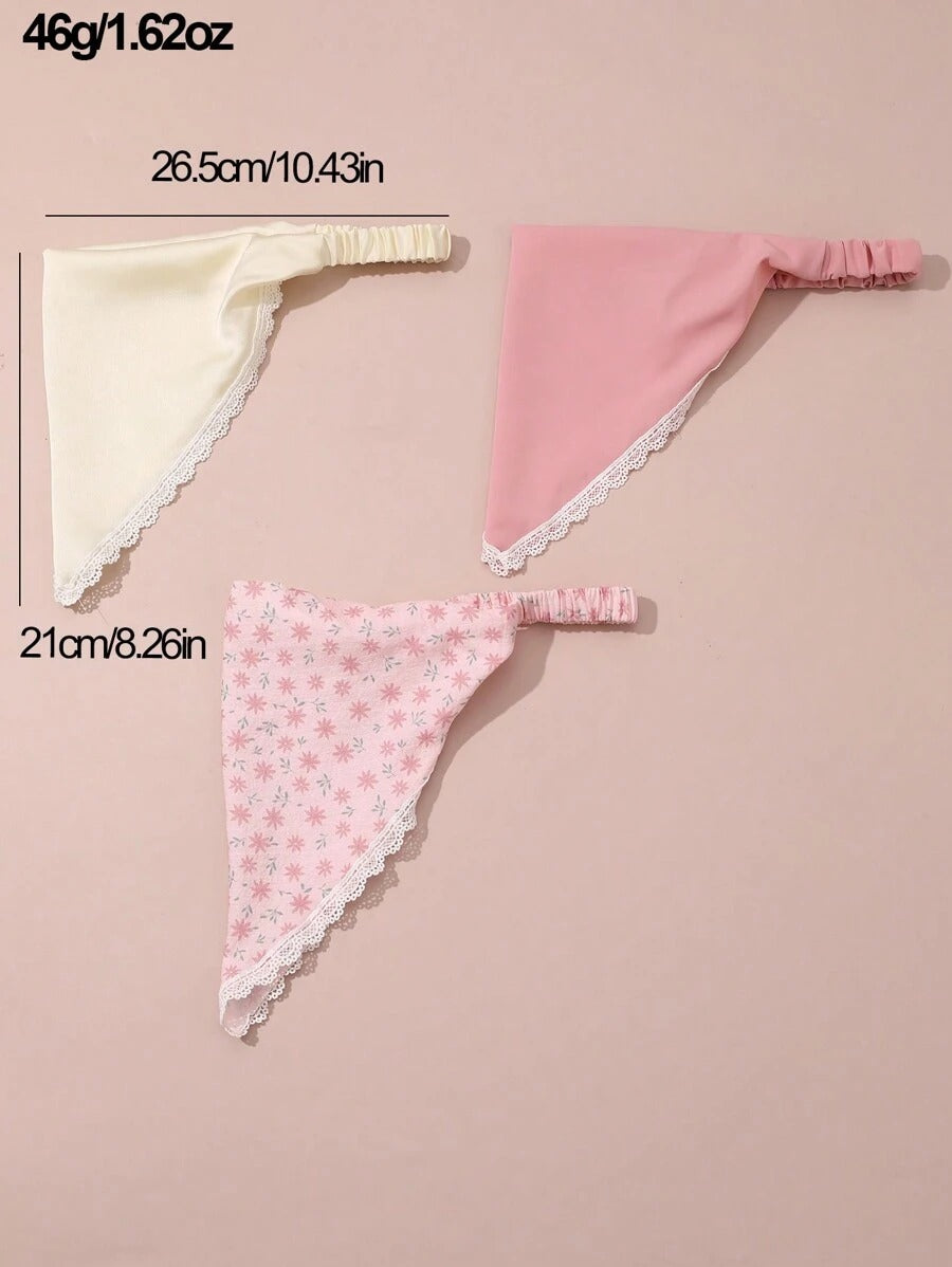 SHEIN طقم 3 قطع أوشحة مثلثة للشعر