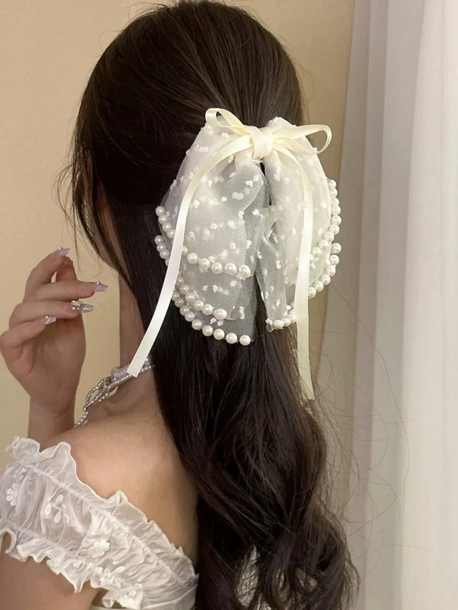 SHEIN مشبك شعر متعدد الطبقات مزين بخيوط اللؤلؤ