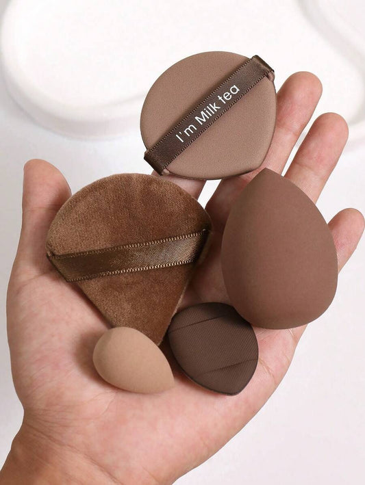 SHEIN طقم إسفنجات مكياج ٥ قطع  لون قهوة بني