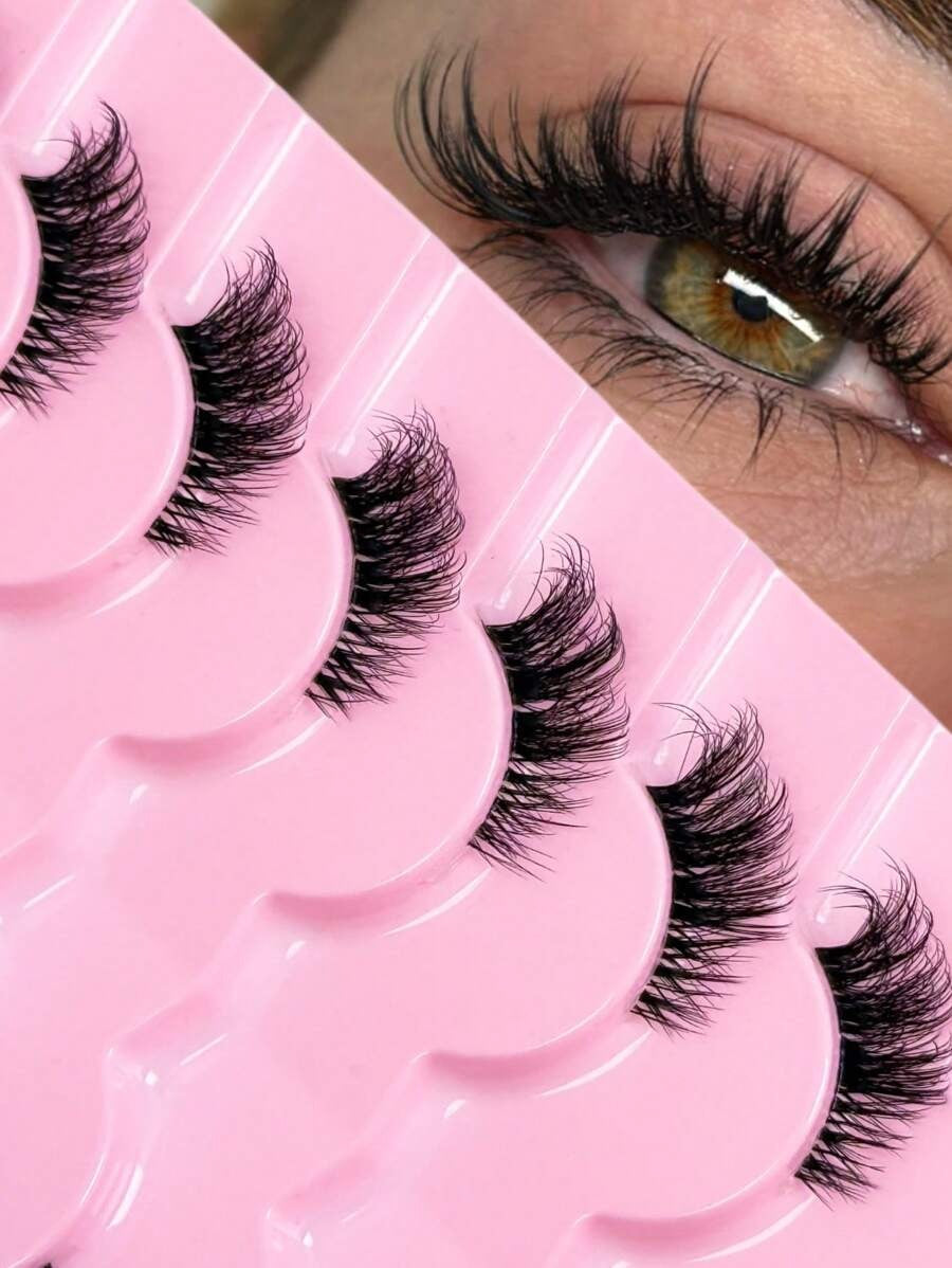 SHEIN رموش 9 أزواج نصفية طبيعية كثيفة ذيل عين القطة