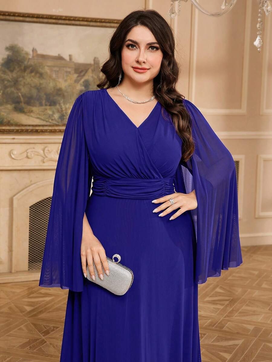 SHEIN Modelyn فستان أزرق غامق طويل