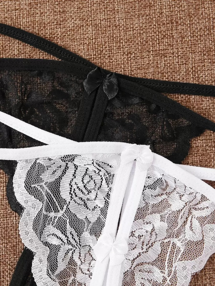 SHEIN طقم بانتي دانتيل 5 قطع بألوان مختلفة