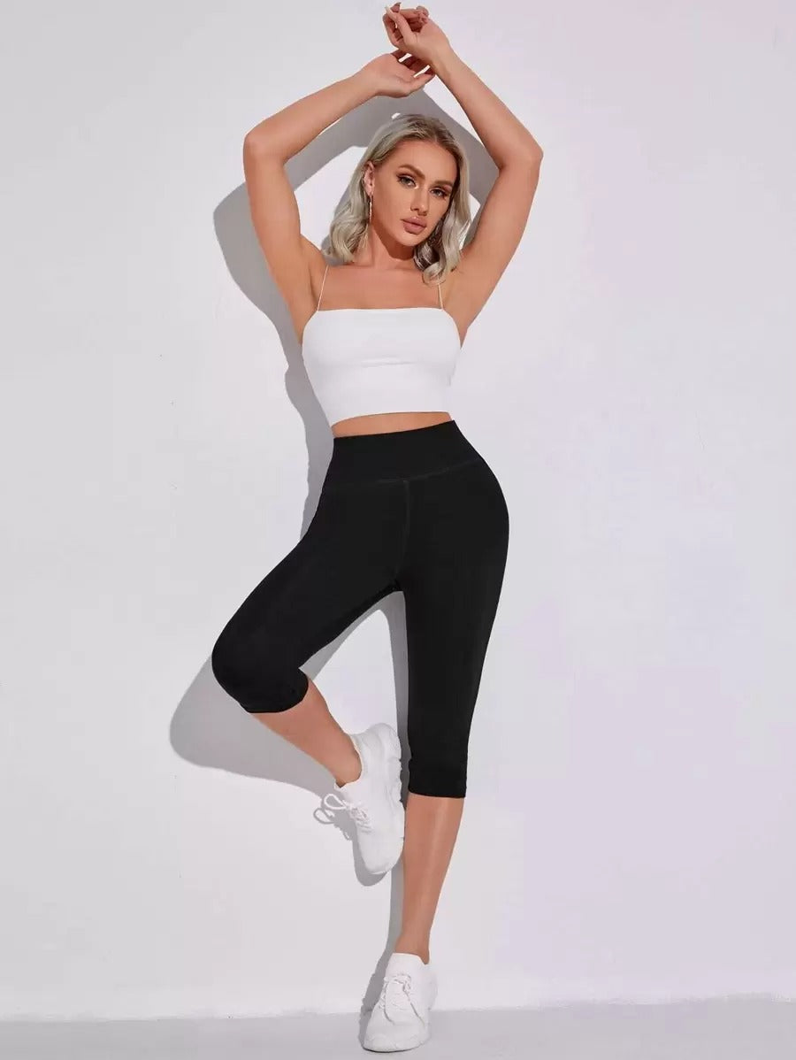 SHEIN لقينز بسيط بلون أسود ضيق بخصر عالي