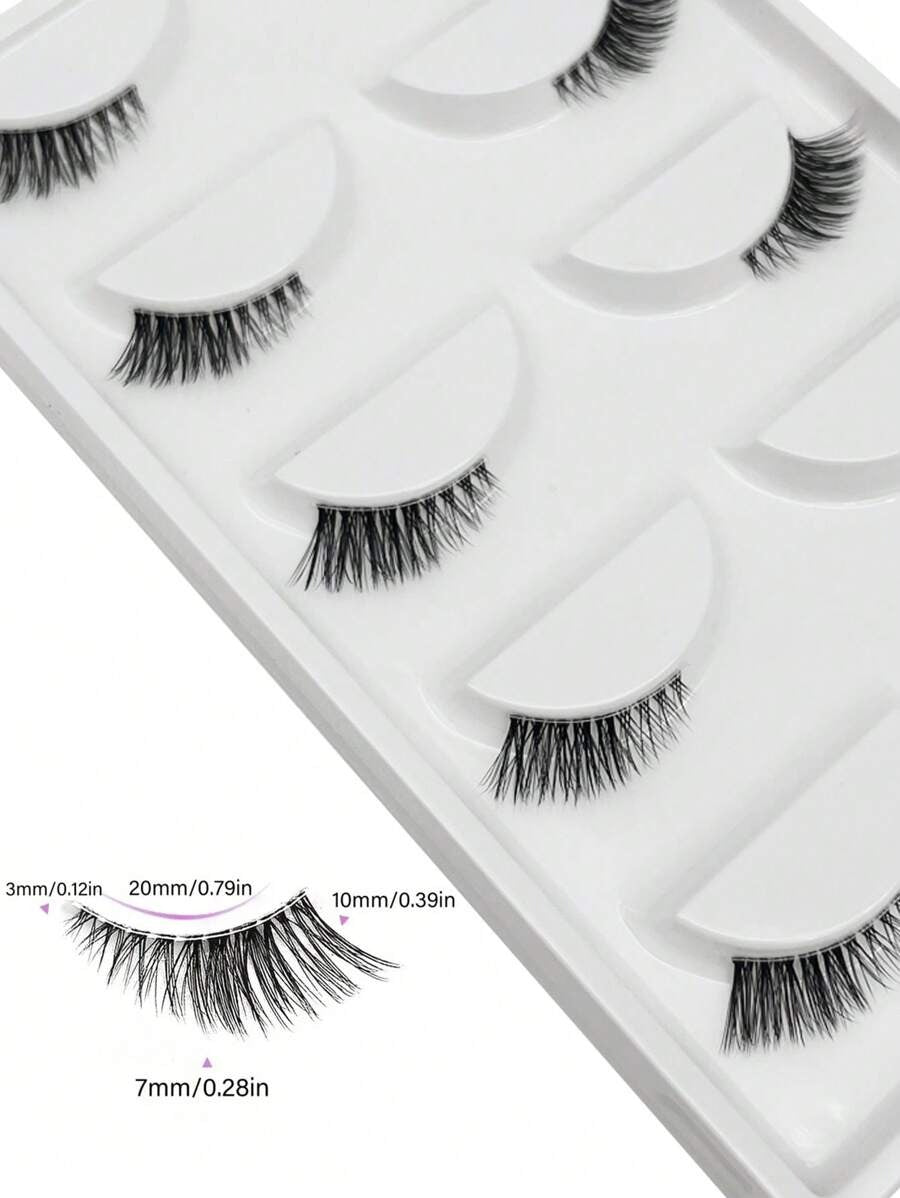 SHEIN رموش نصفية طبيعية 5 أزواج