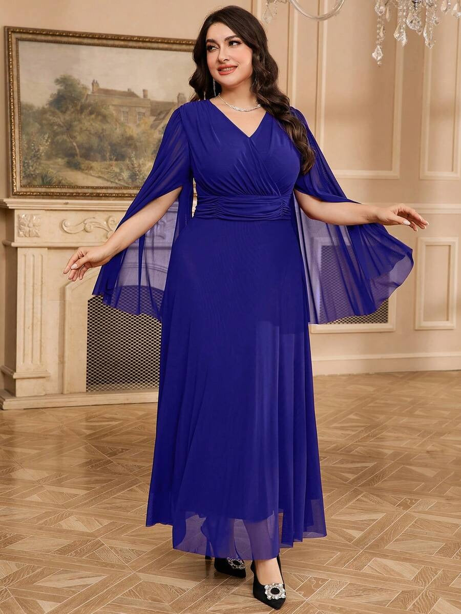 SHEIN Modelyn فستان أزرق غامق طويل