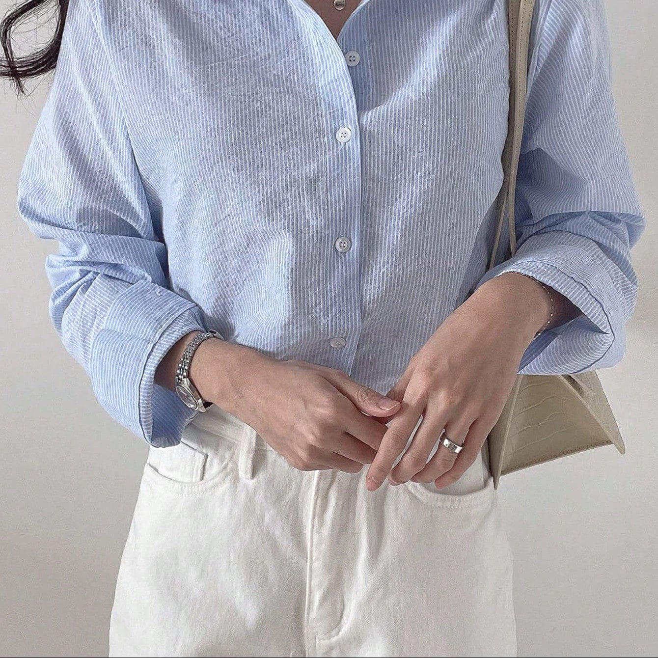 SHEIN qualityDAZY قميص نسائي مخطط بأكمام طويلة