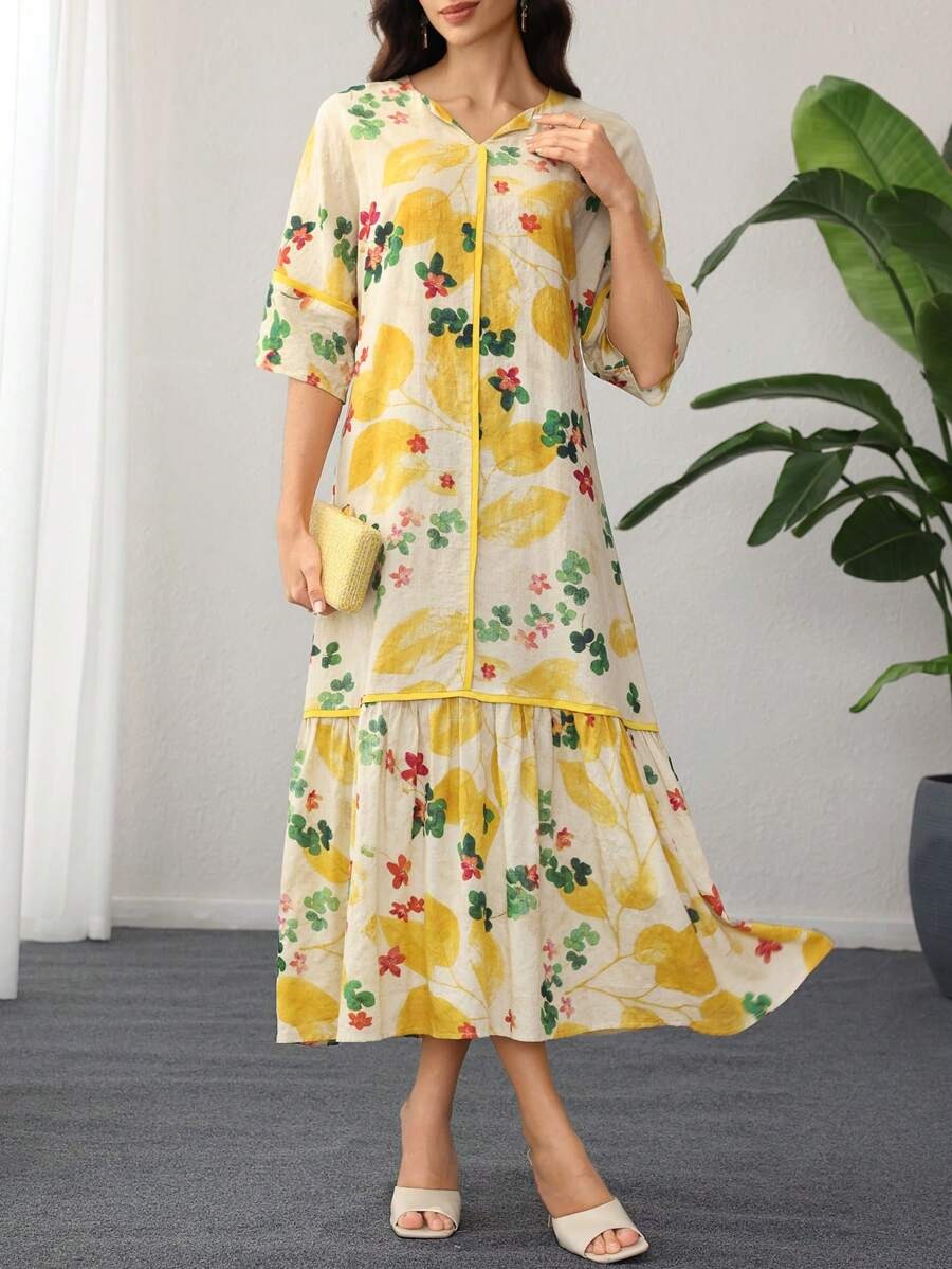 SHEIN فستان طويل وفضفاض بطراز بوهو ناعم