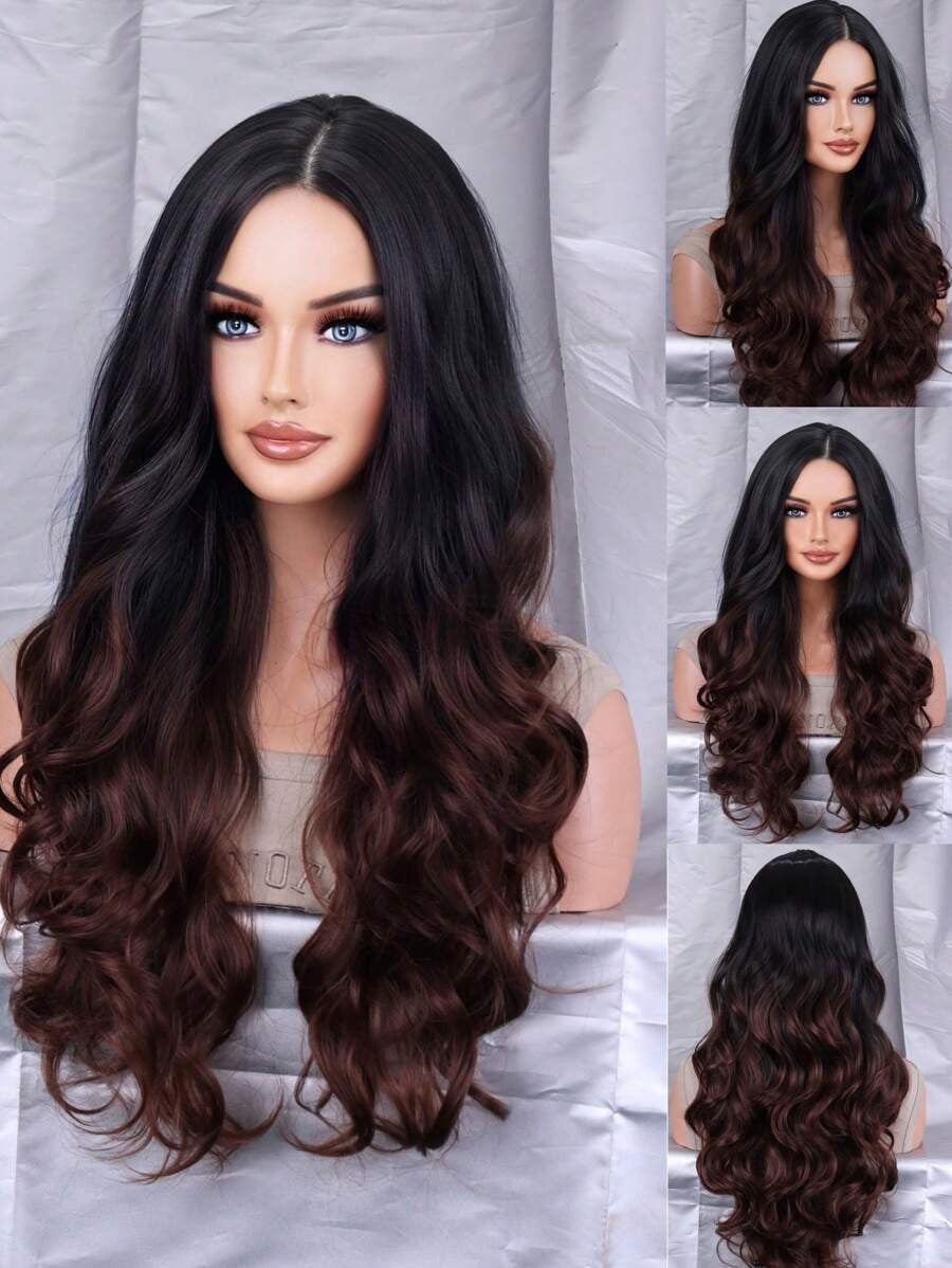 SHEIN باروكة شعر صناعي طويلة بتموج ناعم