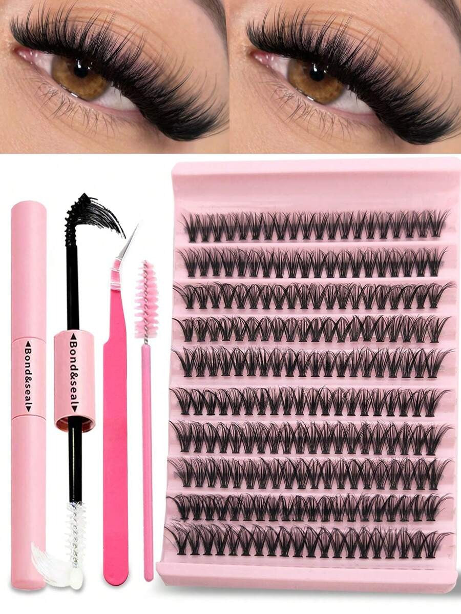 SHEIN طقم رموش فردية 200 قطعة لمظهر ناعم وطبيعي