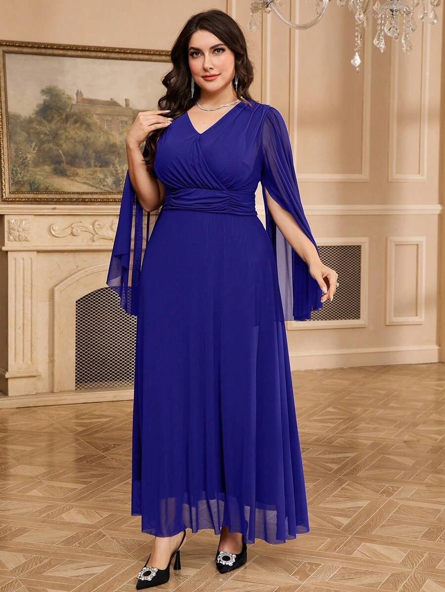 SHEIN Modelyn فستان أزرق غامق طويل
