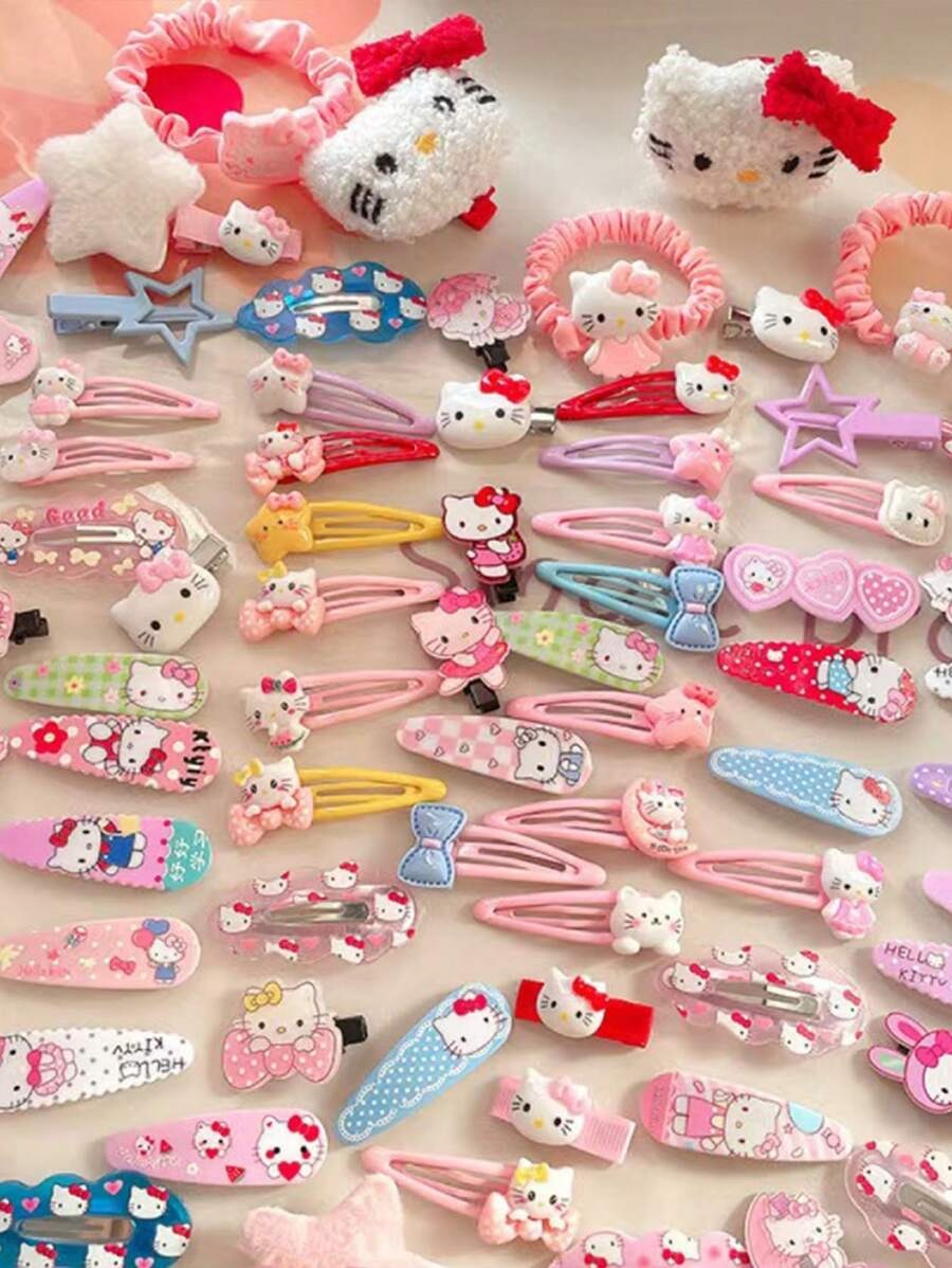 SHEIN Sanrio دبابيس شعر هالو كيتي كرتونية للنساء والفتيات
