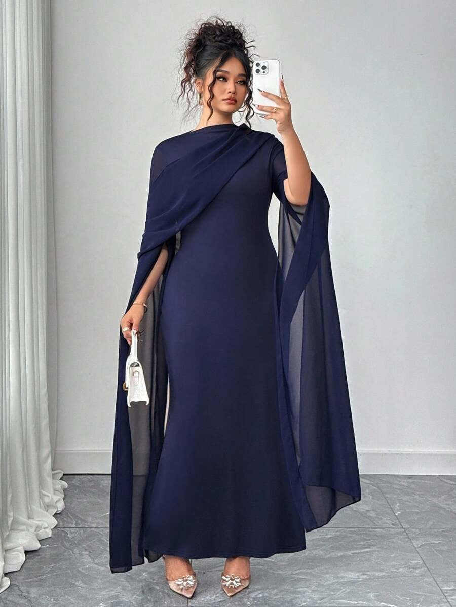 SHEIN Elenzga فستان شيفون طويل راقي