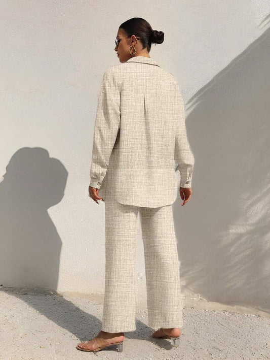 SHEIN Clasi طقم كاجوال مريح باللون المشمشي