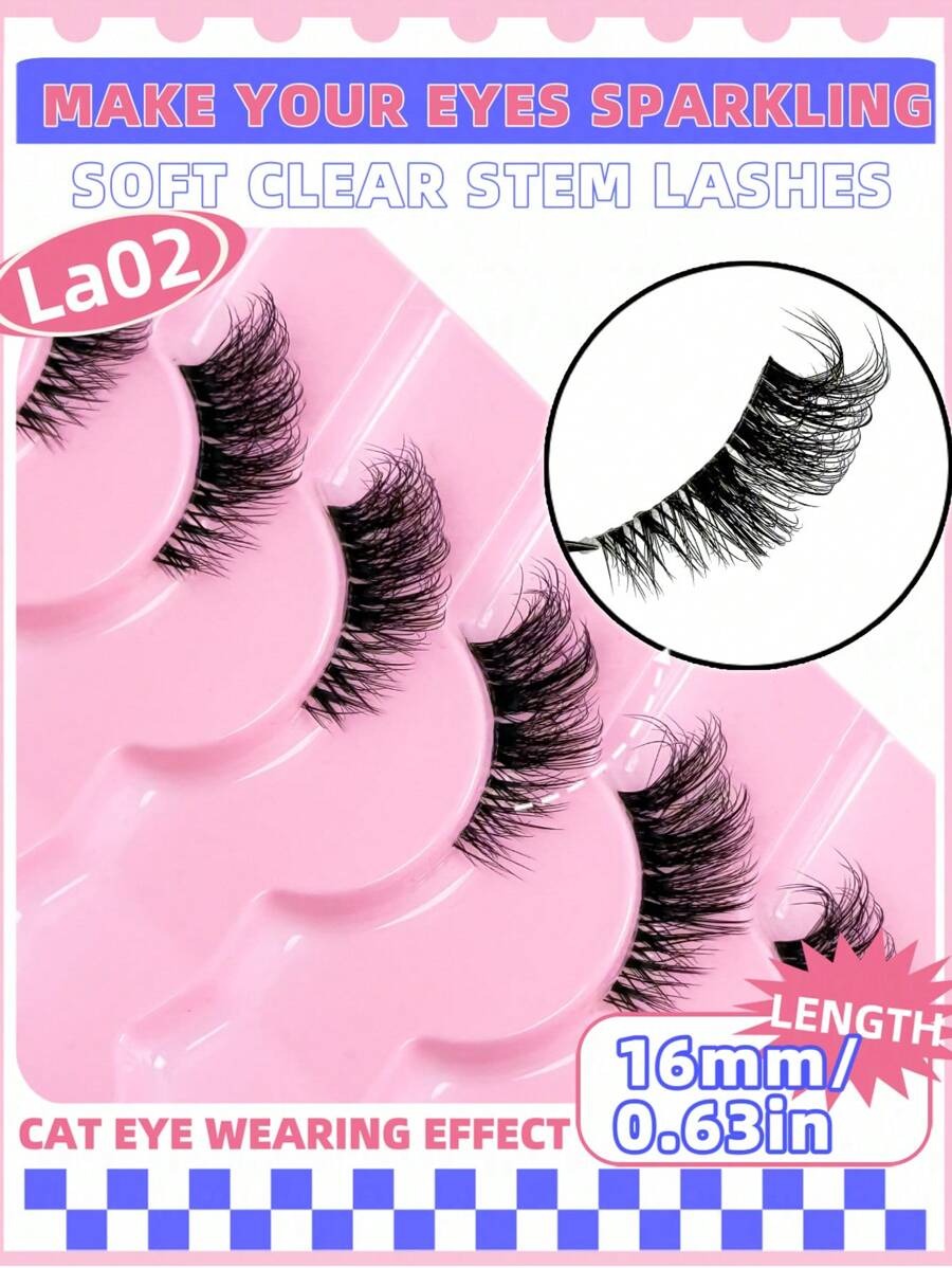 SHEIN رموش 9 أزواج نصفية طبيعية كثيفة ذيل عين القطة