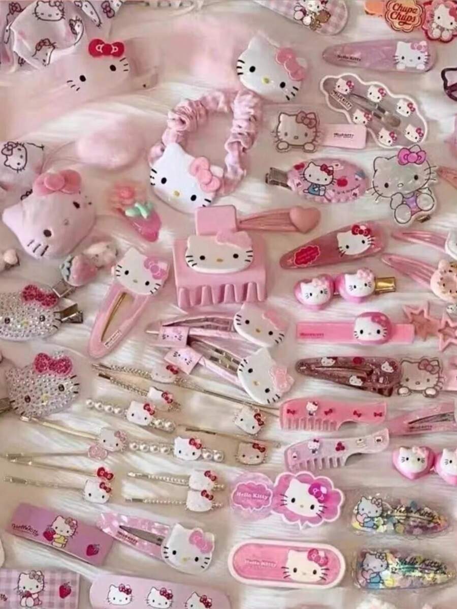 SHEIN Sanrio دبابيس شعر هالو كيتي كرتونية للنساء والفتيات
