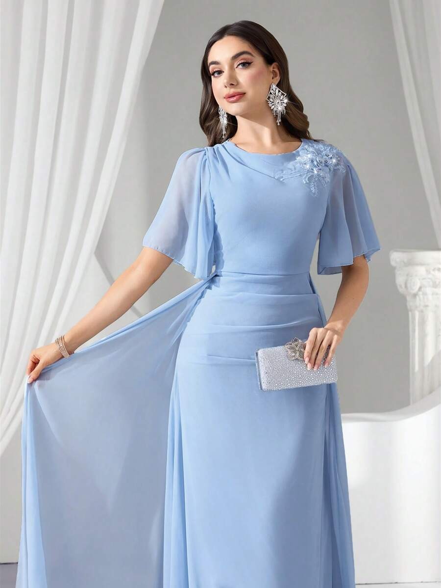 SHEIN Coutiva فستان ماكسي أنيق بلون أزرق فاتح