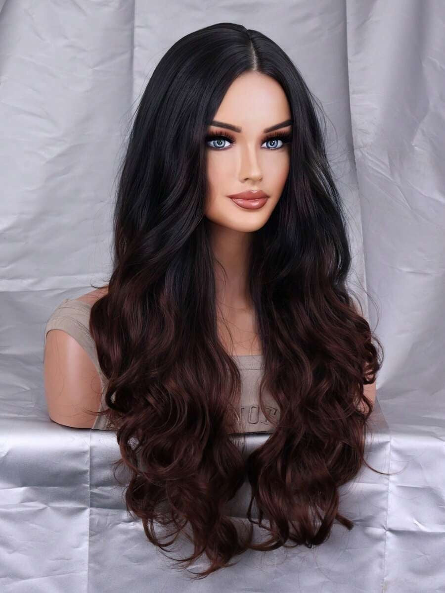 SHEIN باروكة شعر صناعي طويلة بتموج ناعم