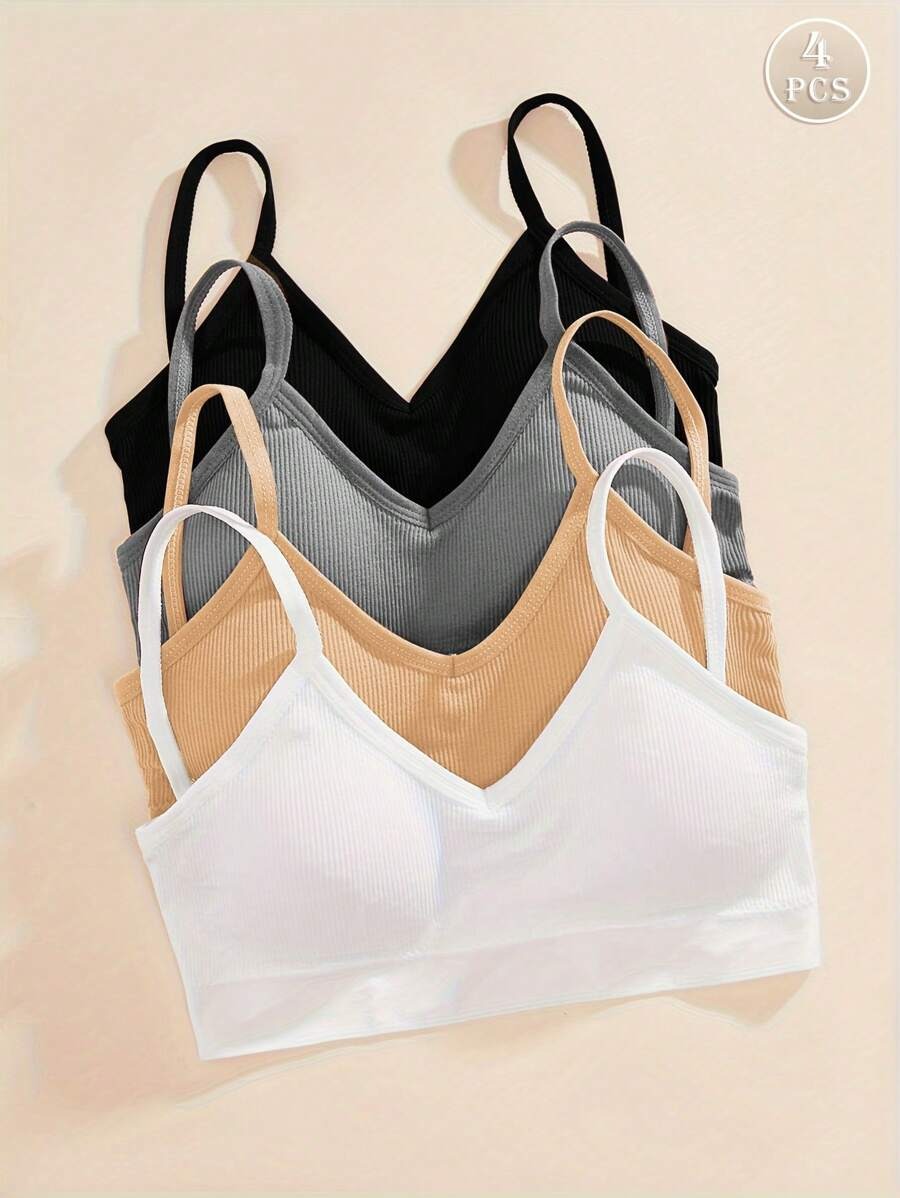 SHEIN مجموعة من 4 قطع توب أساسي بألوان مختلفة