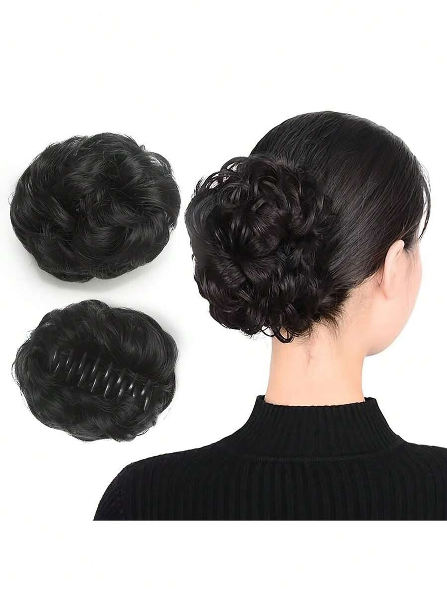 SHEIN وصلة كعكة شعر مجعد بلون أسود