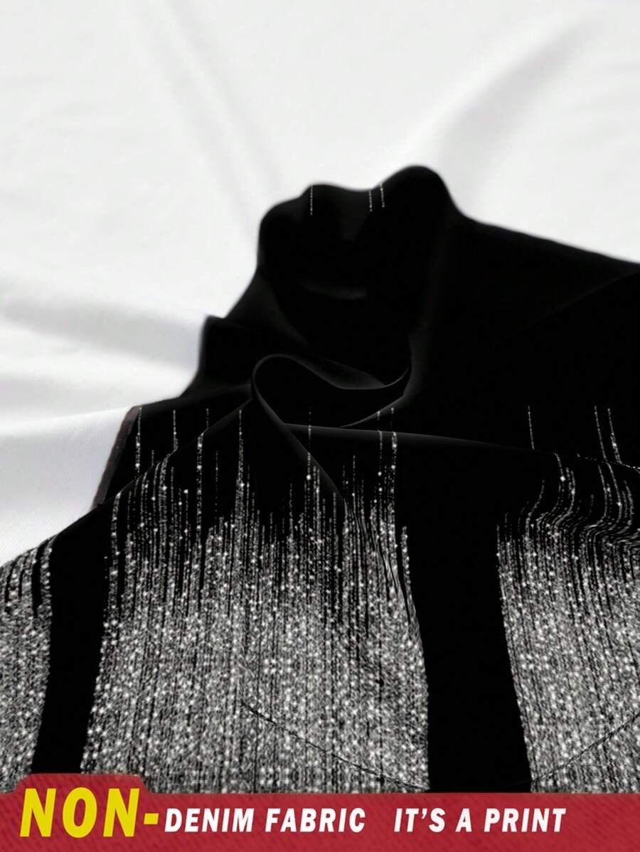 SHEIN فستان كافتان مطبع بأكمام جناح خفاش