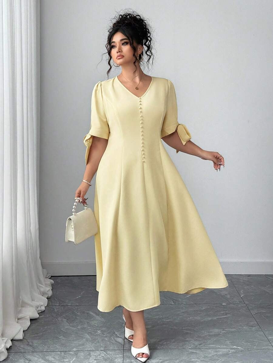SHEIN Elenzga فستان أصفر أنيق