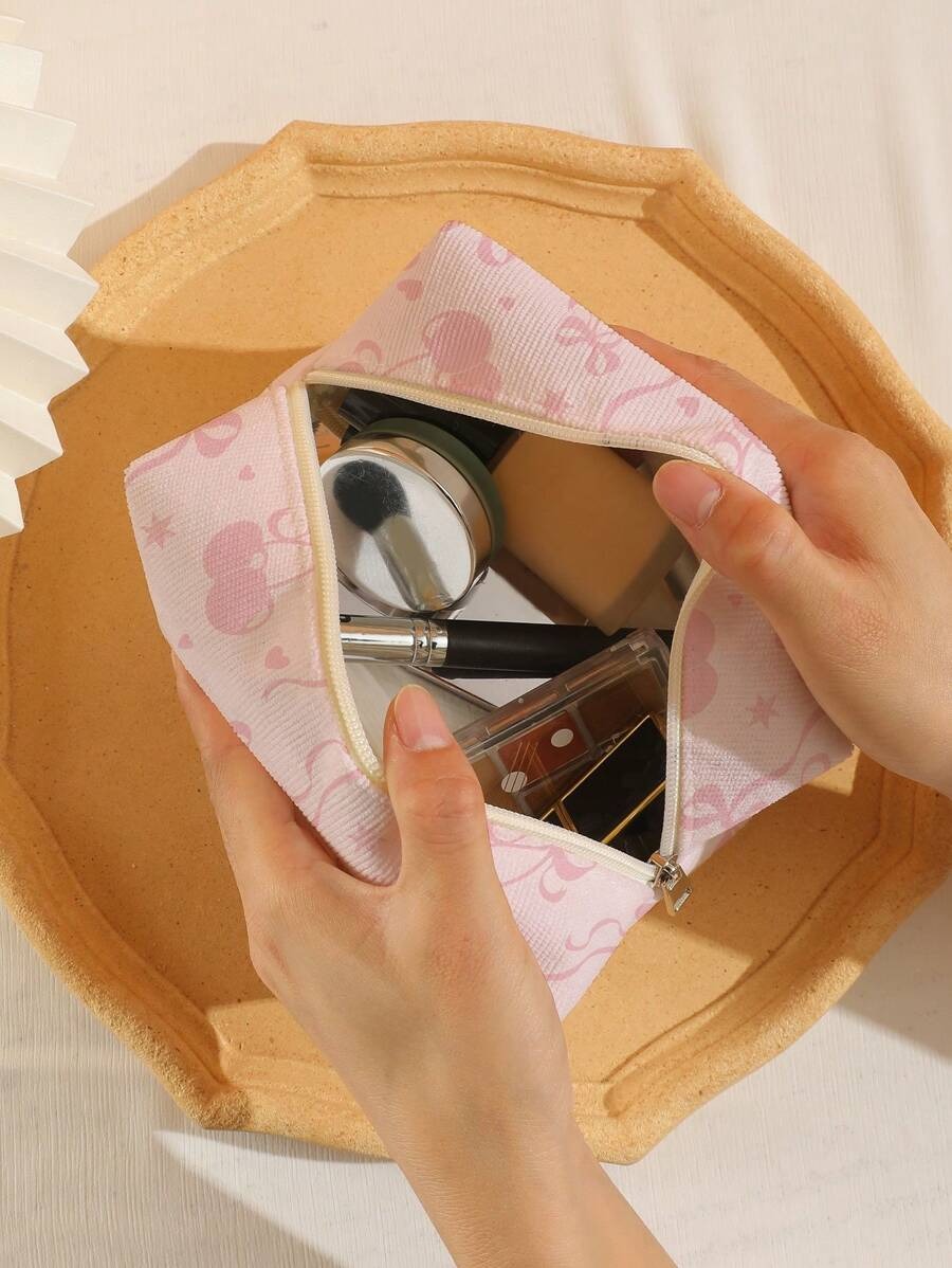 SHEIN ROMWE حقيبة مكياج للتخزين بلون وردي