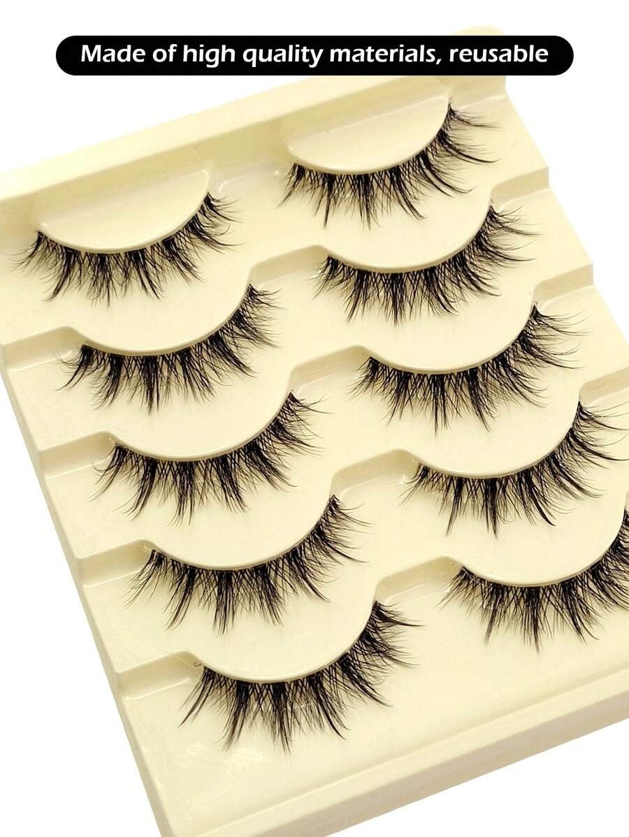 SHEIN Asiteo رموش 5 أزواج صناعية طبيعية على شكل دمية