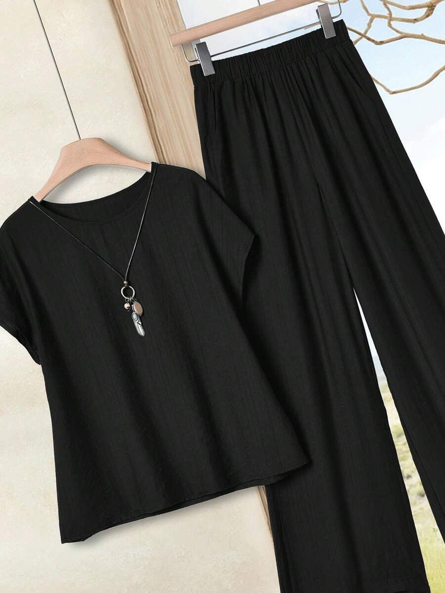 SHEIN Rusticease مجموعة قميص وسروال من