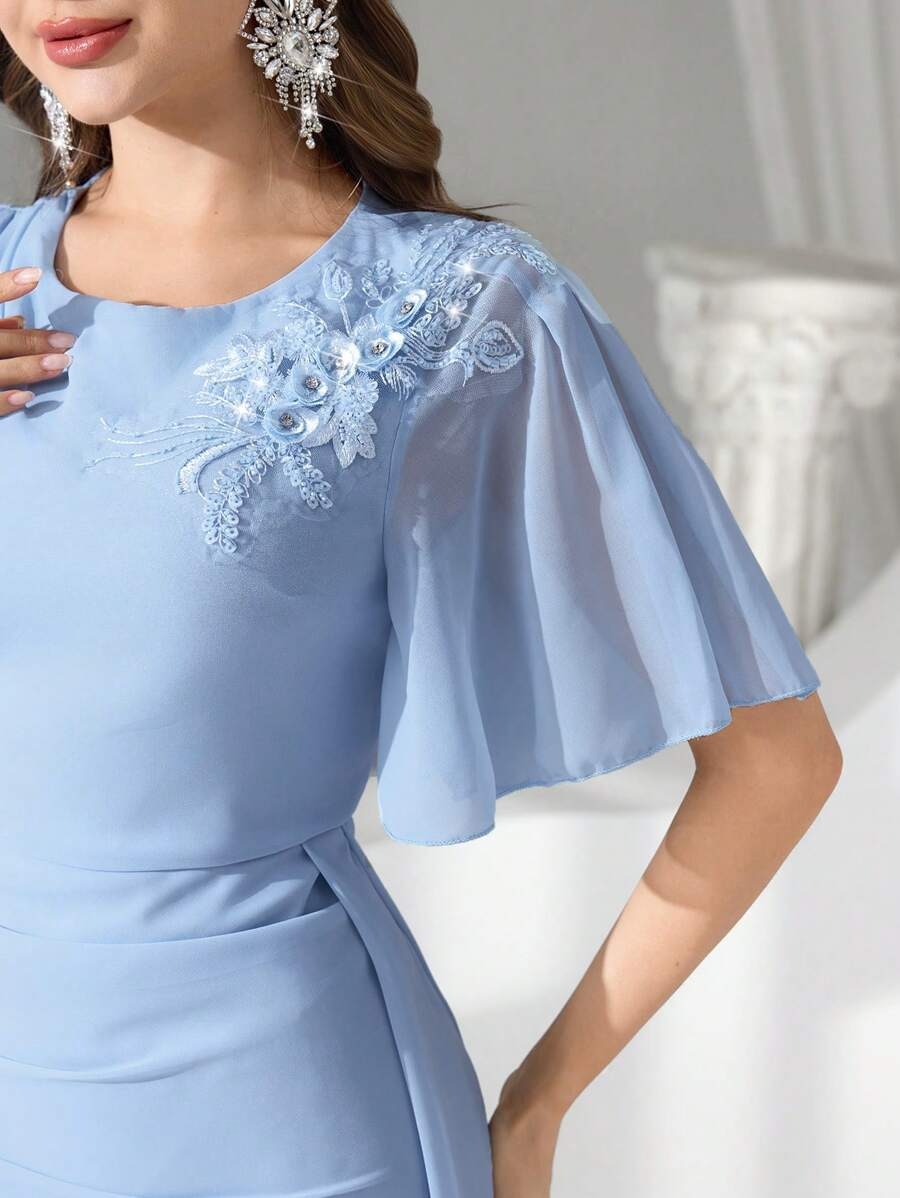 SHEIN Coutiva فستان ماكسي أنيق بلون أزرق فاتح