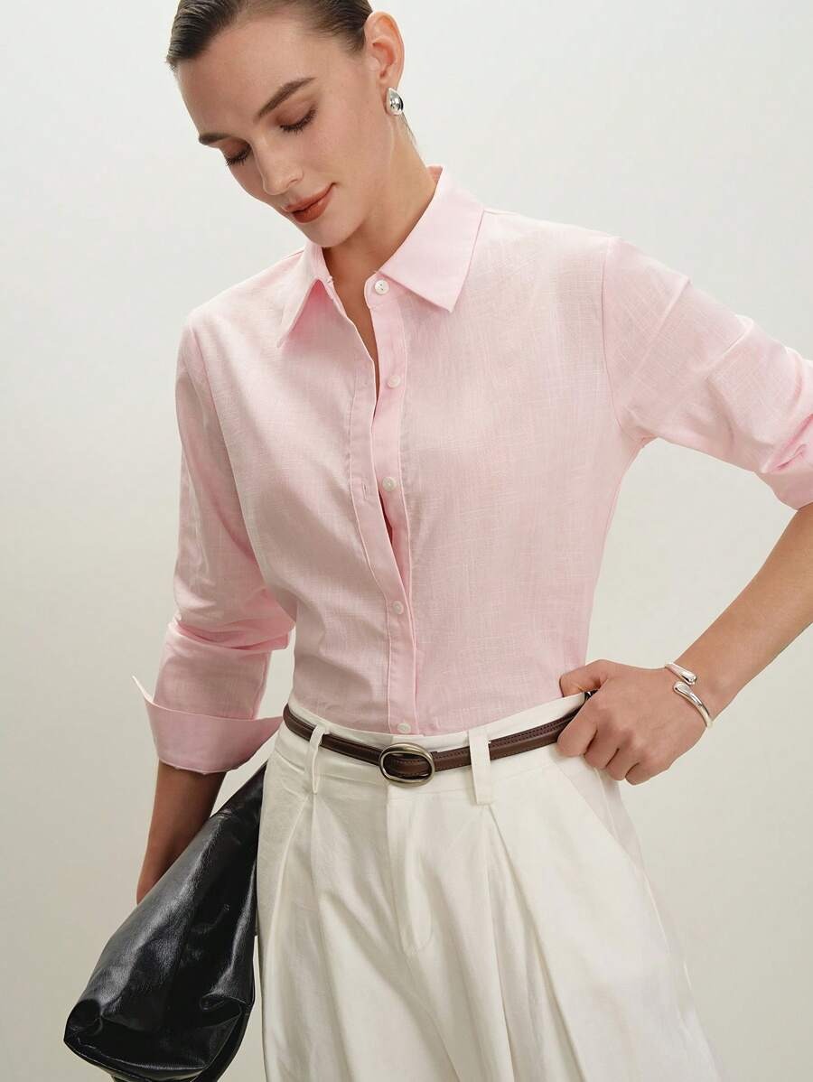 SHEIN BizChic قميص صيفي أنيق بلون وردي