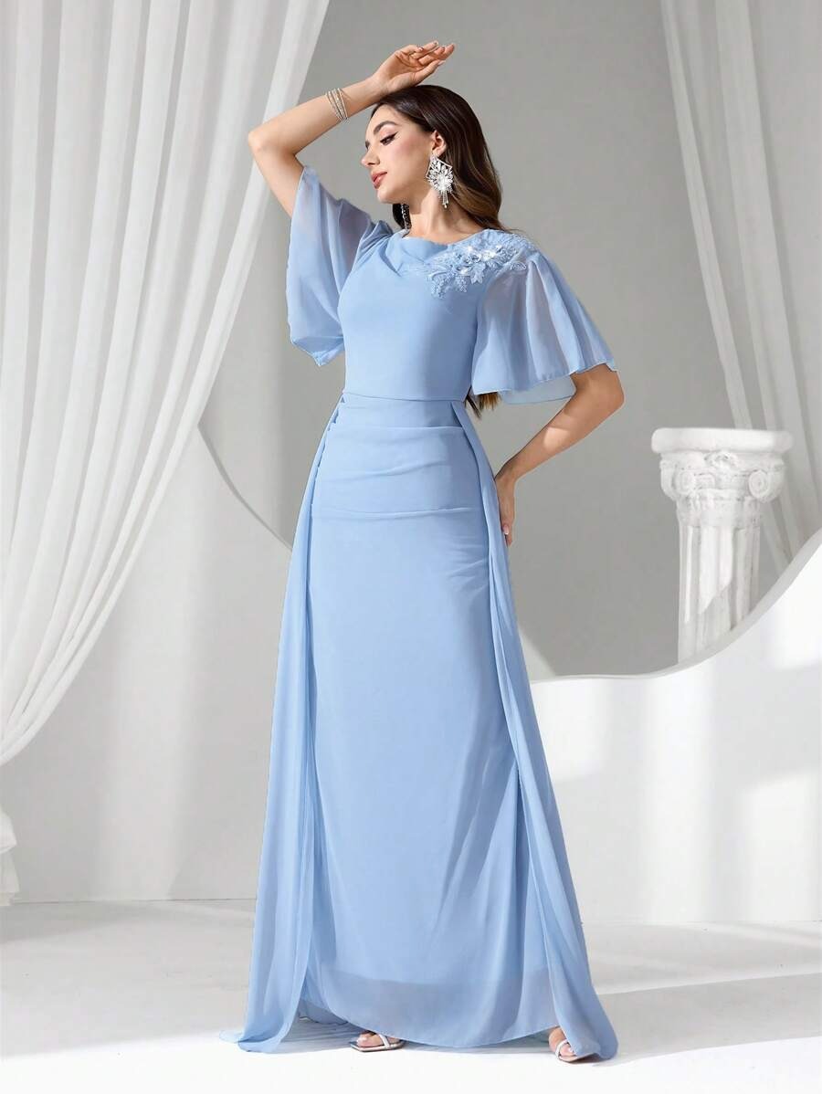 SHEIN Coutiva فستان ماكسي أنيق بلون أزرق فاتح