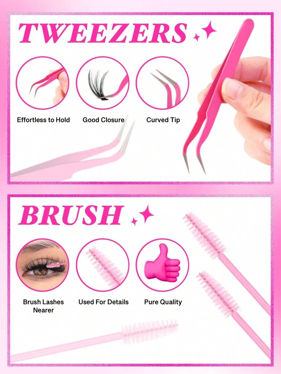 SHEIN طقم رموش فردية 200 قطعة لمظهر ناعم وطبيعي