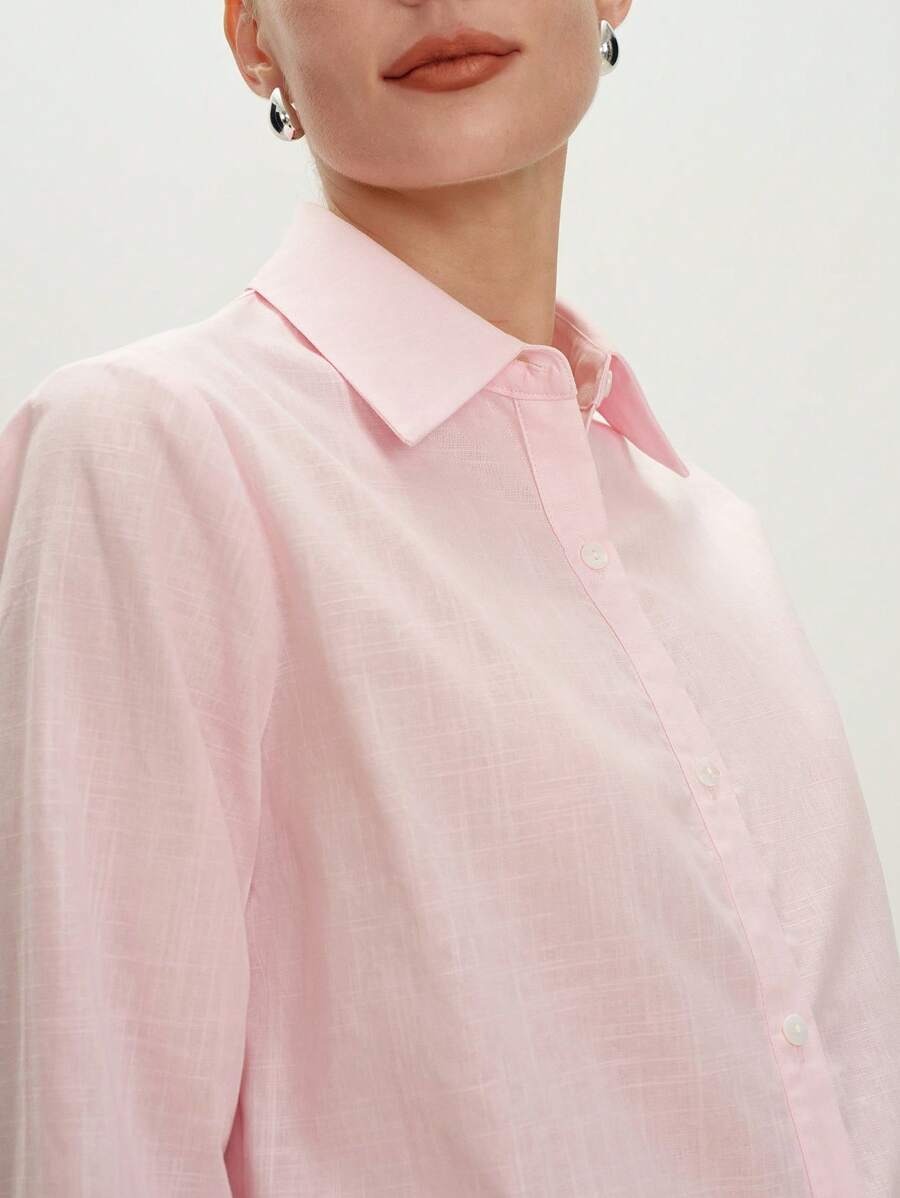 SHEIN BizChic قميص صيفي أنيق بلون وردي