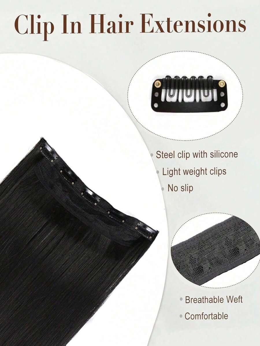 SHEIN إكستنشن شعر مستقيم طويل بـ 5 مشابك