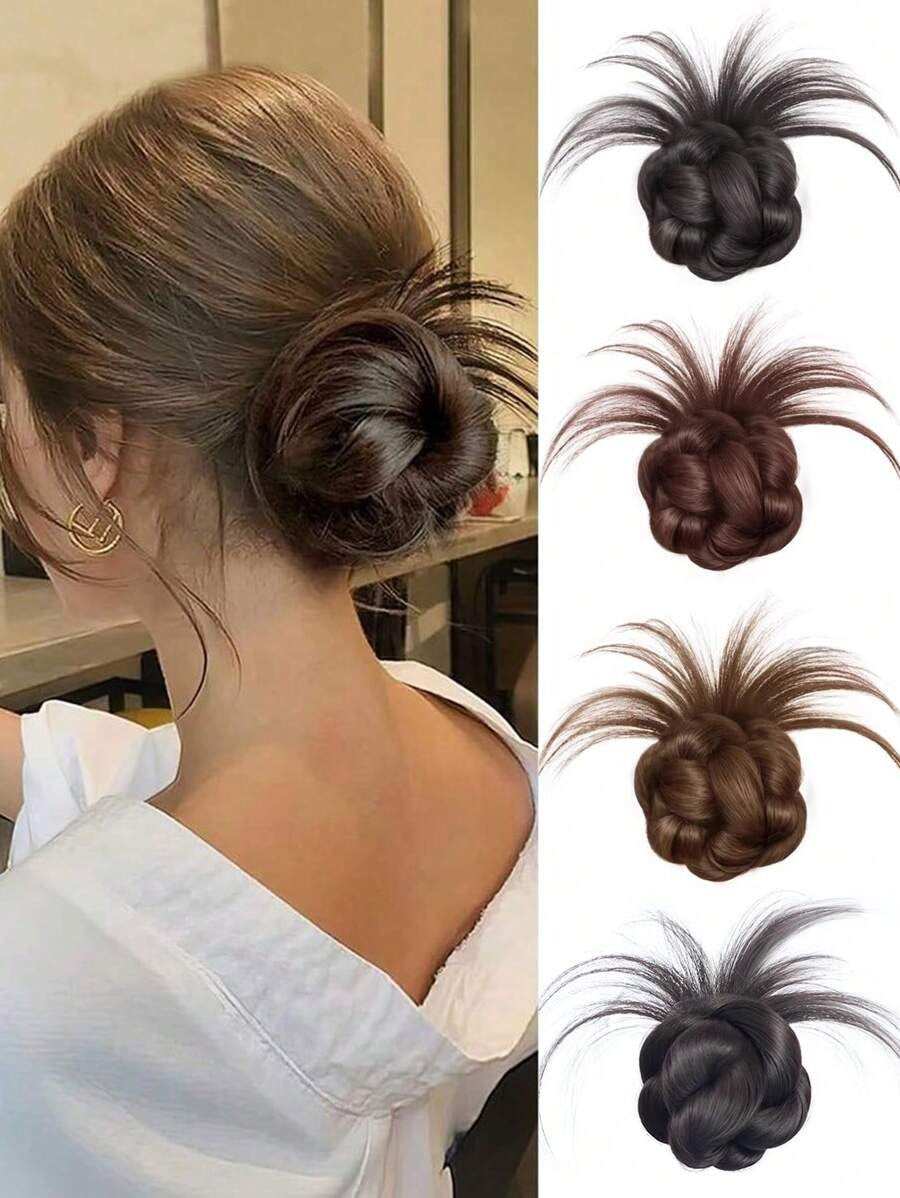 SHEIN كعكة شعر صناعية مزدوجة ربطة ملفوفة بمشبك خلفي