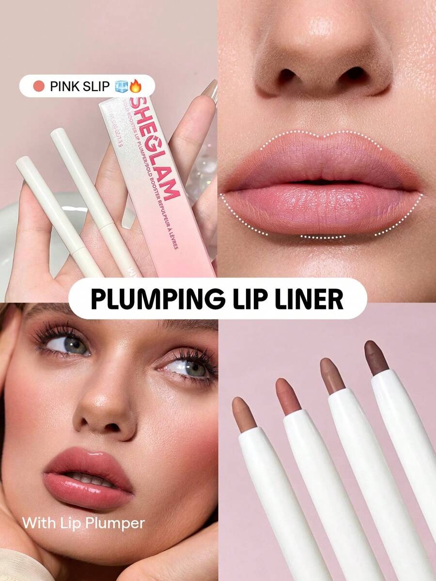 SHEGLAM Bold Booster Pink Slip قلم تحديد الشفاه المنفخ بلون