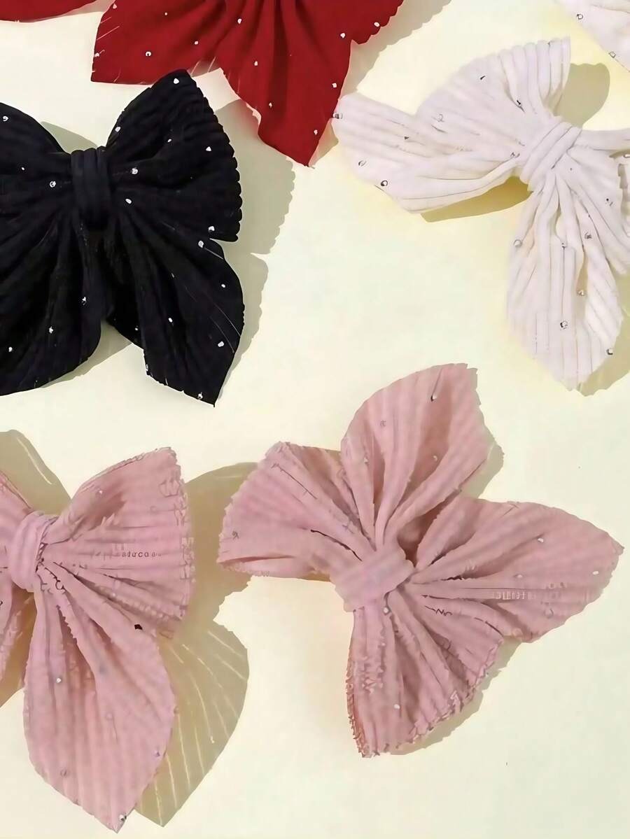 SHEIN مجموعة 10 مشابك شعر بفيونكة منقوشة مزينة بالراين