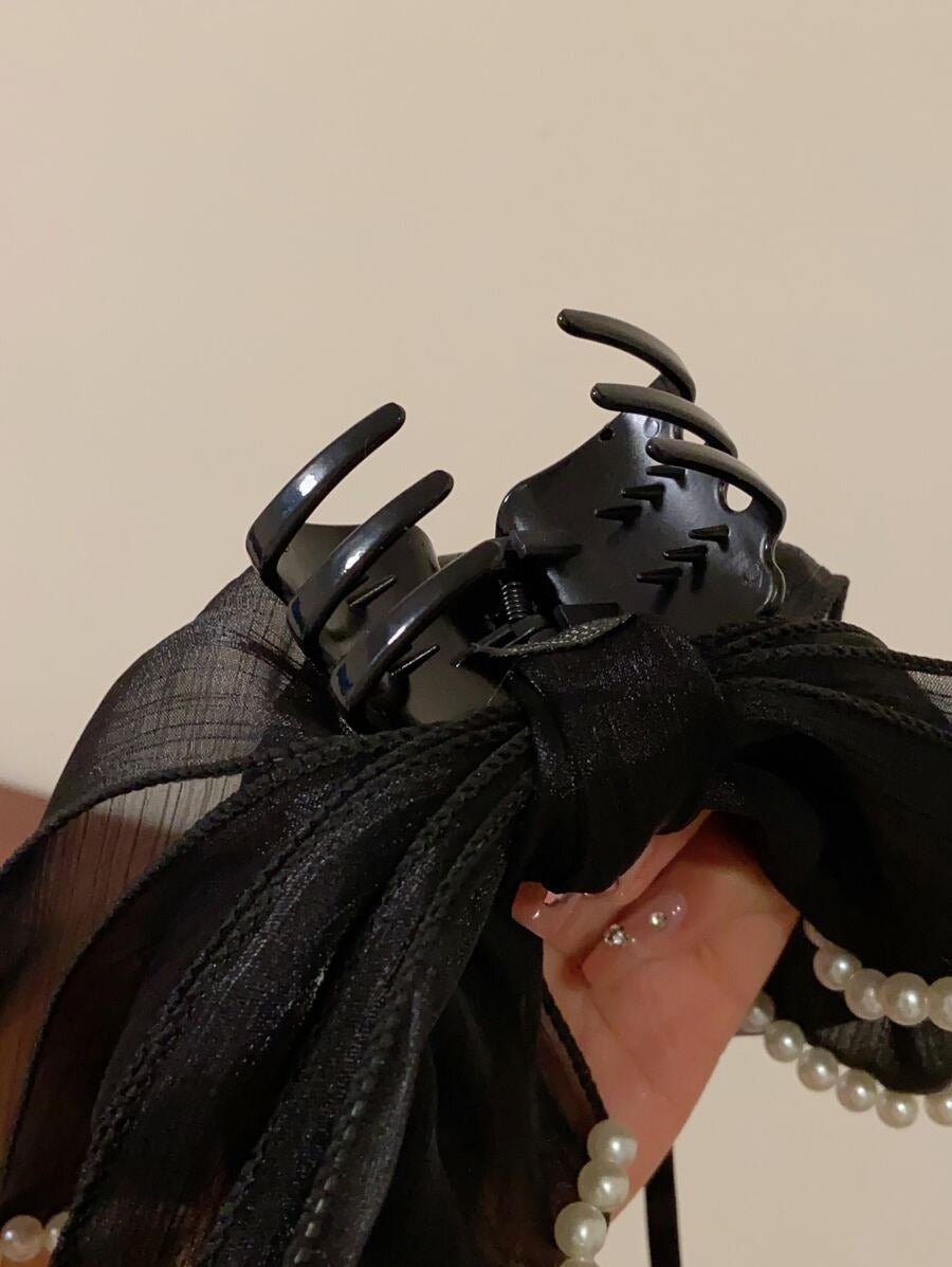 SHEIN مشبك شعر بفيونكة شريطية مع لؤلؤ