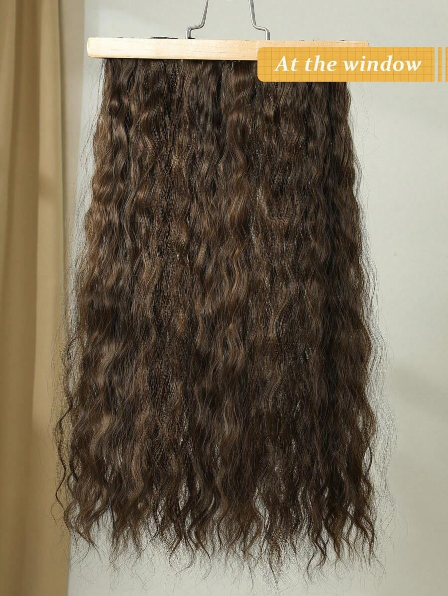 SHEIN إضافة شعر كيرلي جاهزة بـ 16 مشبك – لون بني فاتح